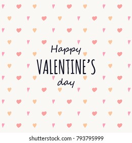 Happy Valentine's Day - card with hand drawn hearts and greeting. Vector.