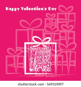 Happy Valentine's Day Card. Handwritten lettering quote about love to valentines day design. Typographic background. Text isolated on color background. Perfect for holiday greeting cards. Flat design.