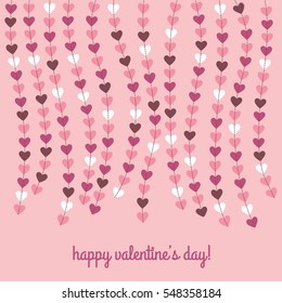 Happy valentines day card with hanging hearts