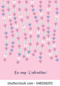 Happy valentines day card with hanging hearts