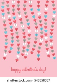 Happy valentines day card with hanging hearts