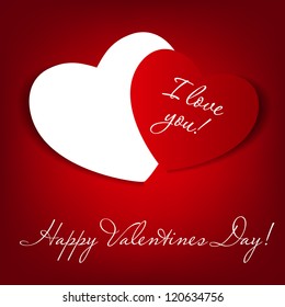 Happy Valentines Day card with heart. Vector illustration