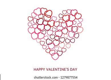 Happy Valentine's Day card with heart made of hearts.
