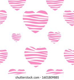 Happy Valentines Day Card with Heart and Zebra Pattern. Vector Illustration eps10