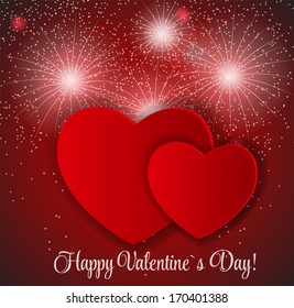 Happy Valentines Day Card with Heart. Vector Illustration