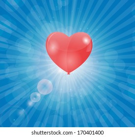 Happy Valentines Day Card with Heart. Vector Illustration