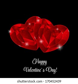 Happy Valentines Day Card with Heart. Vector Illustration