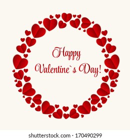 Happy Valentines Day Card with Heart. Vector Illustration