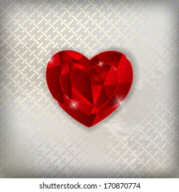 Happy Valentines Day Card with Heart. Vector Illustration