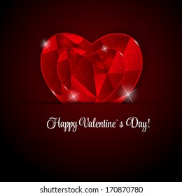 Happy Valentines Day Card with Heart. Vector Illustration