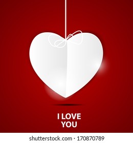 Happy Valentines Day Card with Heart. Vector Illustration