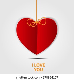Happy Valentines Day Card with Heart. Vector Illustration