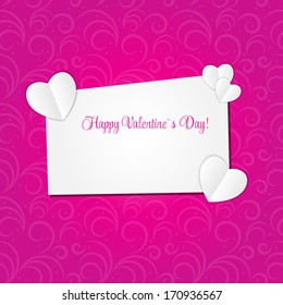 Happy Valentines Day Card with Heart. Vector Illustration