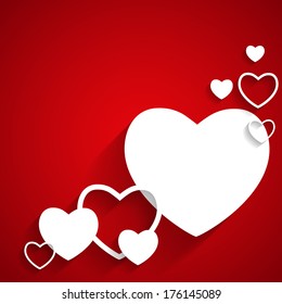 Happy Valentines Day Card with Heart. Flat  Vector Illustration