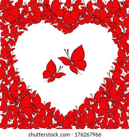 Happy Valentine's Day card. Heart of butterfly. 