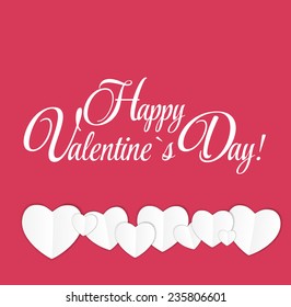 Happy Valentines Day Card with Heart. Vector Illustration 