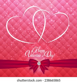 Happy Valentines Day Card with Heart. Vector Illustration 