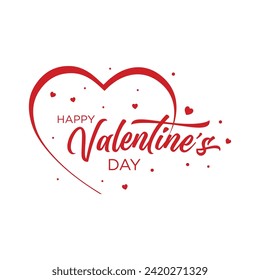 happy valentine's day card with heart shape and flowers flat design
