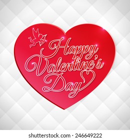 Happy Valentine's Day card with heart, lettering and cupid
