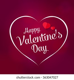Happy Valentines Day Card Heart Design Lettering Background