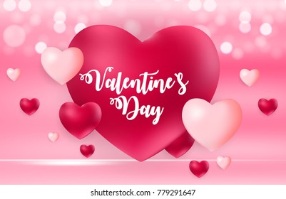 Happy Valentines Day Card with Heart. Vector Illustration. EPS10