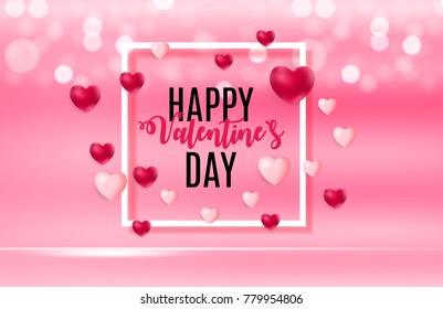 Happy Valentines Day Card with Heart. Vector Illustration. EPS10