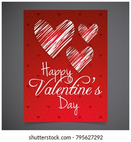 Happy Valentine's day card with heart and red background