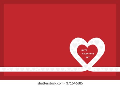 Happy valentines day card. Hearth of love based on line like a ribbon. 