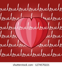 Happy valentines day card. Hearts poster on red gradient background. Heart flowers Vector illustration.