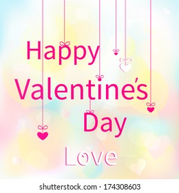 Happy Valentine's Day card with hearts, vector