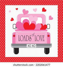 Happy valentine's day card with hearts shape on the car