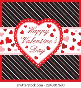 Happy valentine's day card with hearts and lettering