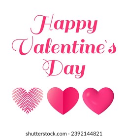 Happy Valentine's Day card with hearts. Vector modern illustration