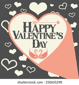 Happy valentines day card with hearts and arrow 