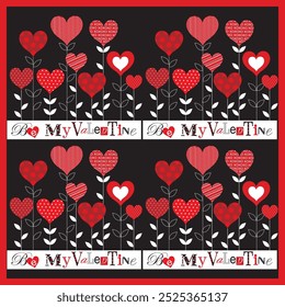 Happy valentine's day card with hearts pattern