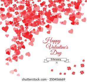 Happy Valentine's day card hearts light background