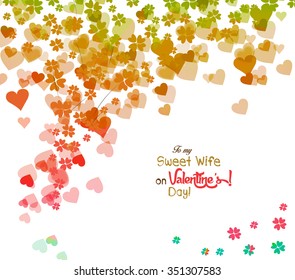 Happy Valentine's day card hearts light background