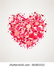 Happy Valentine's day card hearts light, vector illustration.