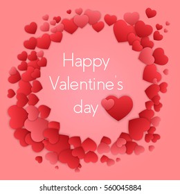 Happy valentines day card with hearts. Valentine Love vector