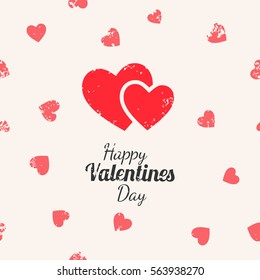 Happy Valentines Day card with hearts and text, vector illustration.