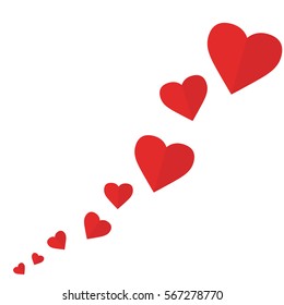 Happy valentines day card. Hearts flat different size