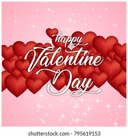 Happy Valentine's day card with hearts 