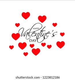 Happy Valentines day card Invitation. Wedding card red hearts on  background