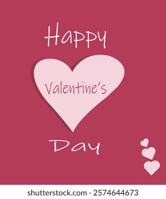 happy valentines day card isolated on white background