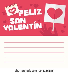 Happy Valentines day card letter. Hand with heart shaped lollipop