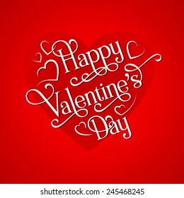 Happy Valentine's Day card with lettering on red background