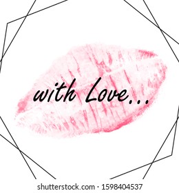 Happy Valentines Day Card Lips. Vector Illustration eps10