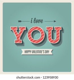 Happy Valentines day card, i love you, font type