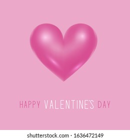Happy Valentine's Day card. Love sign pink realistic heart illustration. 10 eps design. 