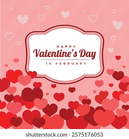 Happy Valentine's Day card. Love the pink hearts' background and the event card with the beautiful red celebration typography illustration.